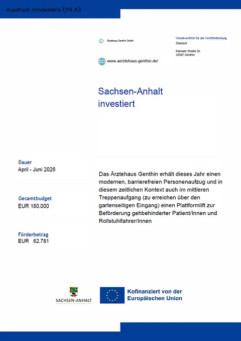 Sachsen-Anhalt investiert: Das Ärztehaus Genthin erhält dieses Jahr einen modernen, barrierefreien Personenaufzug
